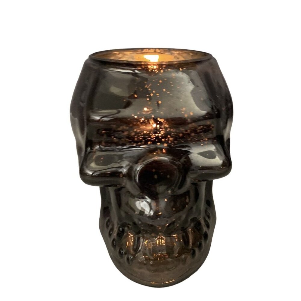 CELEBRATE IT Halloween RAVENSHEAD MANOR Skull Votive Black Iridescent